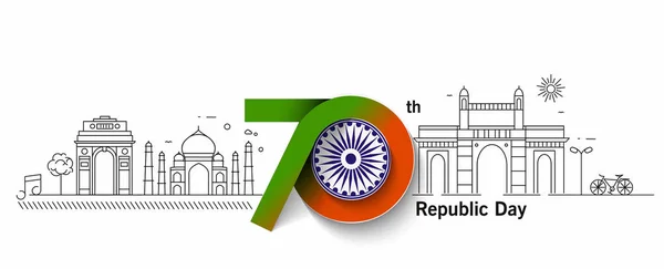 Indian 70th Republic day concept with text 26 January. Vector Il — 图库矢量图片