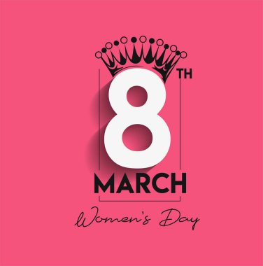 8 Mart Mutlu kadınlar günü stil tipografi metni. Vektör Hastalığı