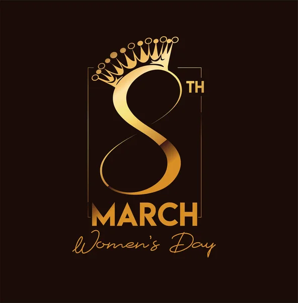 8 березня Золота типографія жіночого дня. Векторні ілюстрації — стоковий вектор