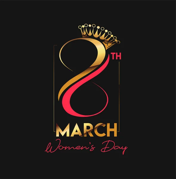 8 березня Золота типографія жіночого дня. Векторні ілюстрації — стоковий вектор