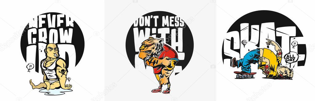 Funny T-shirt design, Hand Drawn Vector illustration.