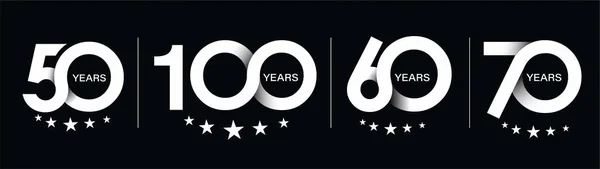 50º 60º Aniversario Del Diseño Celebración Del 70º Aniversario — Vector de stock