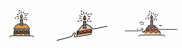 Geburtstagskuchen Icon Vektor Illustration Alles Gute Zum Geburtstag Kuchen Für — Stockvektor