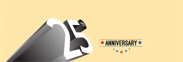 25º Aniversario Diseño Celebración Ilustración Vectorial Línea Color Rgb — Archivo Imágenes Vectoriales