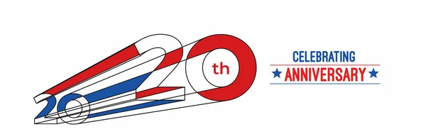 20Th Years Anniversary Celebration Design Inglés Ilustración Vectorial Línea Color — Vector de stock
