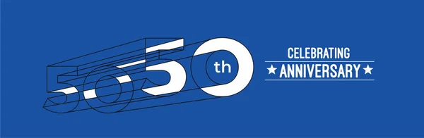 50周年記念デザイン 3Dカラーラインアート Rgb ベクトルイラスト — ストックベクタ
