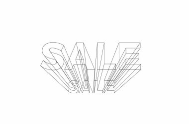 İndirimli Kaligrafik 3d Biçim Metin Vektör Çizimi.