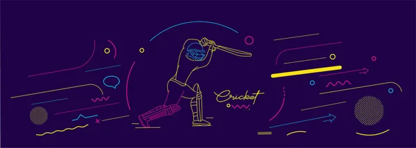 Cricket Horizontale Banner Schlagmann Meisterschaft Hintergrund Verwendung Für Cover Poster — Stockvektor