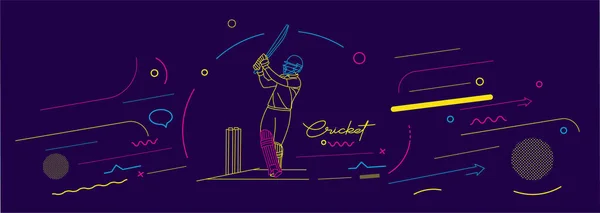 Cricket Bandera Horizontal Bateador Fondo Del Campeonato Uso Para Cubierta — Archivo Imágenes Vectoriales