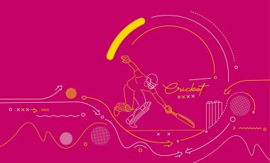 Cricket Yatay Sancak Vurucu Şampiyonası arka planı. Kapak, poster, şablon, broşür, dekore edilmiş, broşür, afiş için kullan.