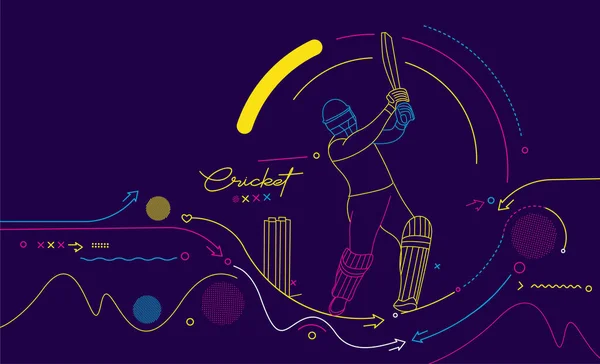 Cricket Banner Horizontal Batedor Fundo Campeonato Use Para Capa Cartaz —  Vetores de Stock