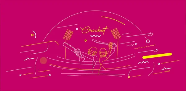 Cricket Horisontella Banderoll Slagman Bakgrund Använd För Omslag Affisch Mall — Stock vektor
