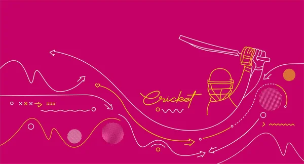 Cricket Banner Horizontal Batedor Fundo Campeonato Use Para Capa Cartaz — Vetor de Stock