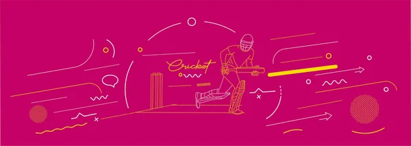 Cricket Banner Horizontal Batedor Fundo Campeonato Use Para Capa Cartaz —  Vetores de Stock