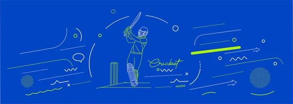 Cricket Vízszintes Banner Ütőjátékos Bajnoki Háttér Használata Borító Poszter Sablon — Stock Vector