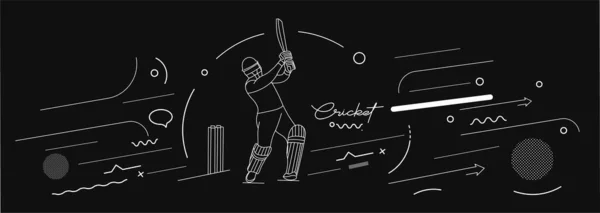 Cricket Horizontale Banner Batsman Kampioenschap Achtergrond Gebruik Voor Omslag Poster — Stockvector