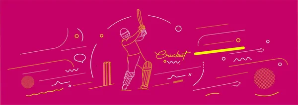 Cricket Horizontale Banner Schlagmann Meisterschaft Hintergrund Verwendung Für Cover Poster — Stockvektor