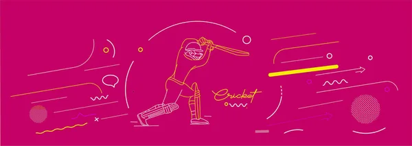 Cricket Horizontale Banner Schlagmann Meisterschaft Hintergrund Verwendung Für Cover Poster — Stockvektor