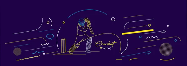 Cricket Vízszintes Banner Ütőjátékos Bajnoki Háttér Használata Borító Poszter Sablon — Stock Vector