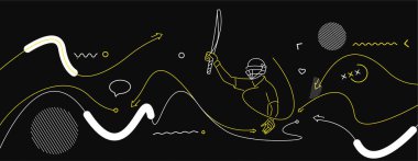 Cricket Yatay Sancak Vurucu Şampiyonası arka planı. Kapak, poster, şablon, broşür, dekore edilmiş, broşür, afiş için kullan.