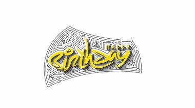 Tebrik kartları ve poster için mutlu yıllar tipografi vektör tasarımı, doğum günü kutlaması için tasarım şablonu