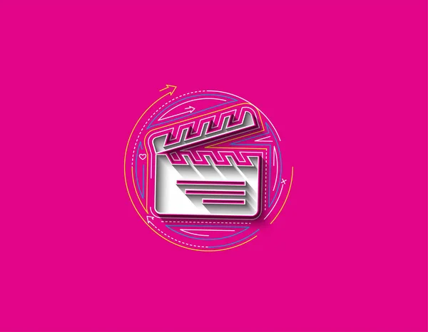 Movie Maker Πλακέτα Clapper Απομονώνονται Αφηρημένο Διάνυσμα Φόντο — Διανυσματικό Αρχείο