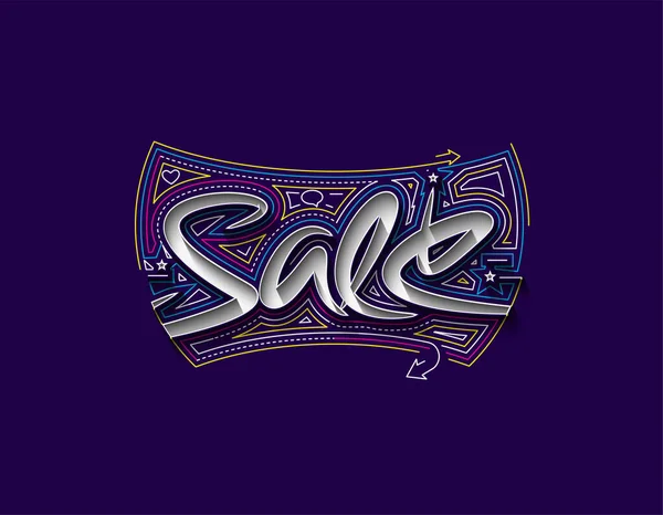 Vente Calligraphie Style Texte Shopping Affiche Vectorielle Illustration Design — Image vectorielle