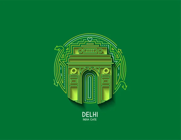 Puerta Entrada India Icono Elemento Diseño Estilo Del Esquema Ilustración — Vector de stock