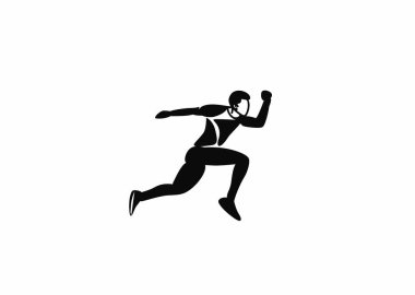 Spor ve aktivite adam koşucu koşucu izole çizgi sanat çizim, Vektör İllüstrasyon çalışan.