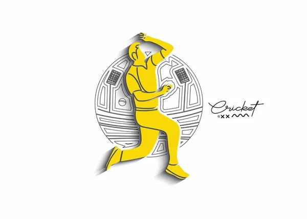 Bowlare Bowling Cricket Mästerskap Sport Line Art Design Vektor Illustration — Stock vektor