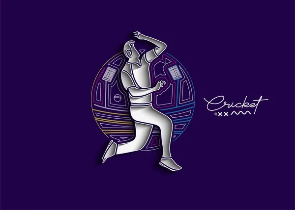 Bowler Bowling Sporturile Cricket Campionat Line Art Design Ilustrație Vectorială — Vector de stoc