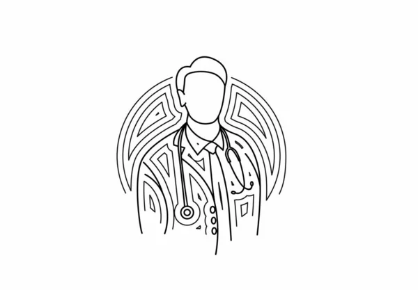 Doctor Medical Icon Line Art Design Vector Background — Stock Vector
