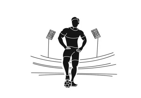 Jugador Fútbol Hombre Pie Diseño Arte Línea Ilustración Vectores — Archivo Imágenes Vectoriales