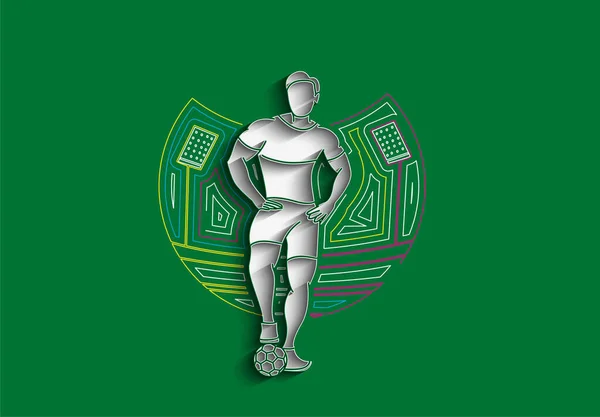 Jogador Futebol Homem Line Art Design Ilustração Vetorial —  Vetores de Stock