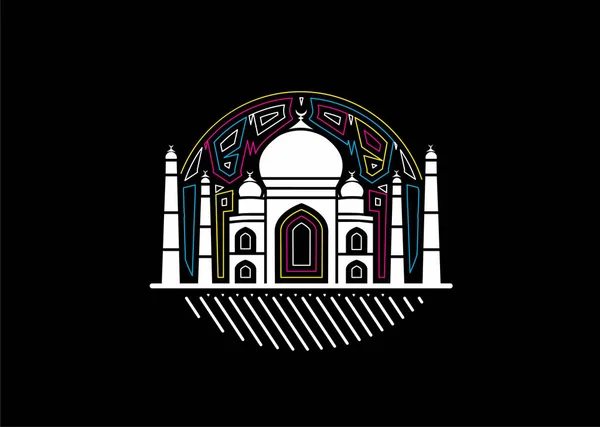 Taj Mahal Ręcznie Rysowane Indie Agra Line Grafika Wektorowa Ilustracja — Wektor stockowy
