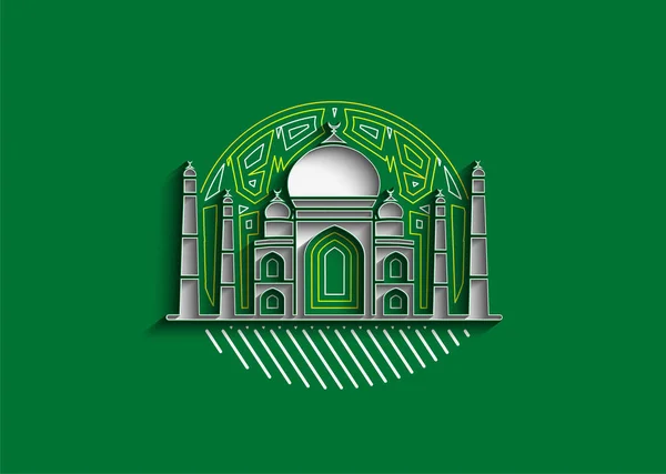 Taj Mahal Handgezeichnet India Agra Line Art Vector Illustration — Stockvektor