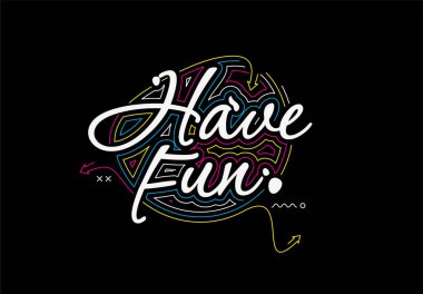 Eğlenceli Hattat 3d Biçim Metin Vektör Çizimi Tasarımı Var.