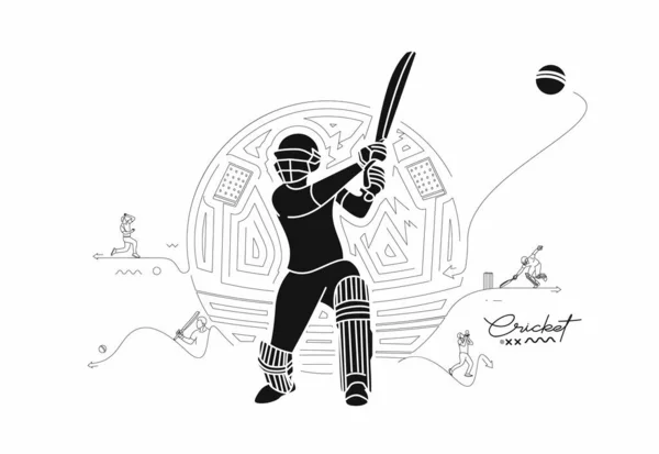 Cricket Banner Ütőjátékos Bajnoki Háttér Használata Borító Poszter Sablon Prospektus — Stock Vector