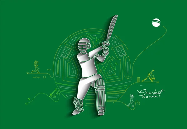 Cricket Banner Batsman Championship Background Use Cover Poster Template Brochure — Stock Vector
