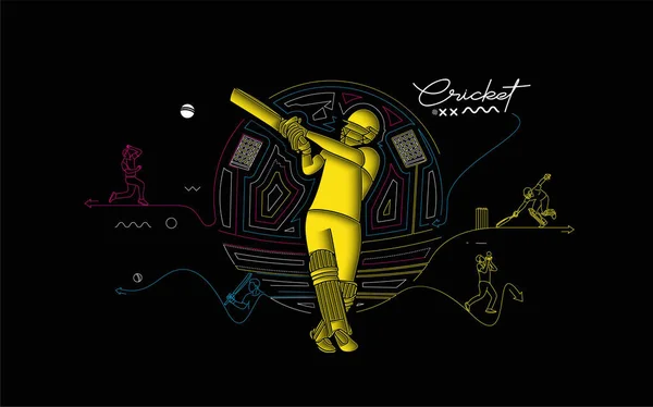 Cricket Banner Bateador Fondo Del Campeonato Uso Para Cubierta Cartel — Archivo Imágenes Vectoriales