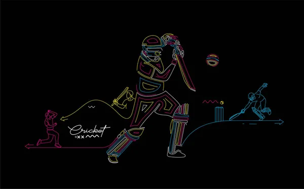 板球彩虹扁平线击球手锦标赛背景 用于封面 小册子 — 图库矢量图片