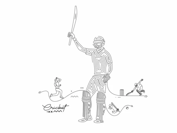 Concept Batsman Playing Cricket Raises His Bat Scoring Full Century — Stock Vector