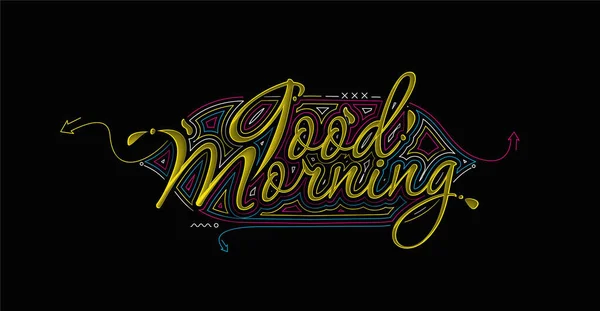 God Morgon Kalligrafisk Stil Text Vektor Illustration Design — Stock vektor