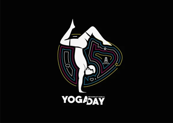 Frau Yoga Pose Juni Internationaler Yoga Tag Vektorillustration — Stockvektor