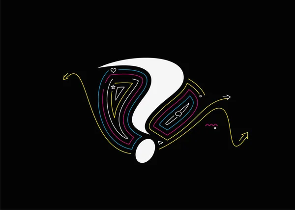 Flat Colorful Line Art Question Icon Vector Design Element — 스톡 벡터