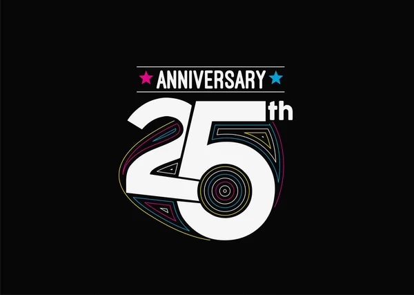 25周年記念デザイン 3Dカラーラインアート Rgb ベクトルイラスト — ストックベクタ