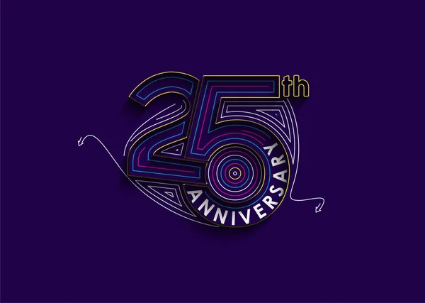 25周年記念デザイン 3Dカラーラインアート Rgb ベクトルイラスト — ストックベクタ