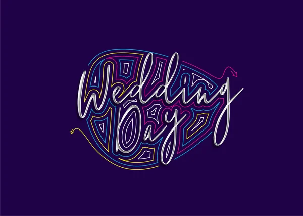 Wedding Day Calligraphic Style Text Vector Illustration Design — Stock Vector