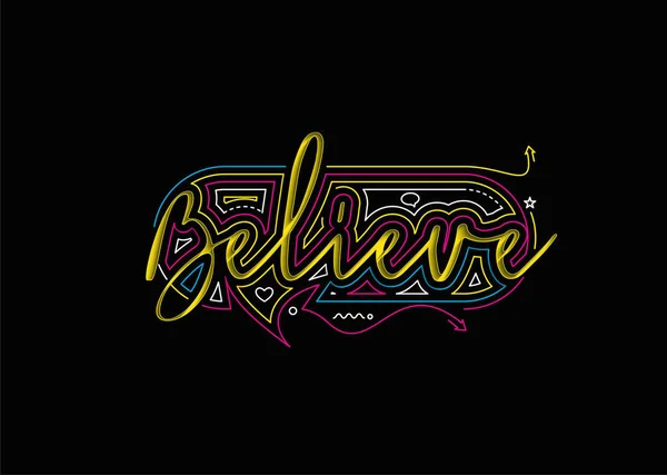 Believe Calligraphic Style Text Vector Illustration Design — 스톡 벡터