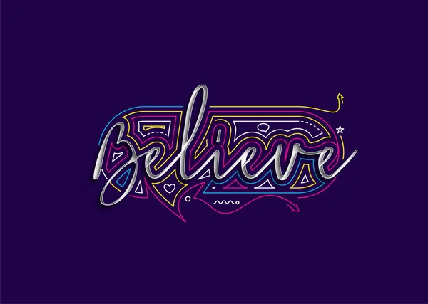 Believe Calligraphic Style Text Vector Illustration Design — 스톡 벡터